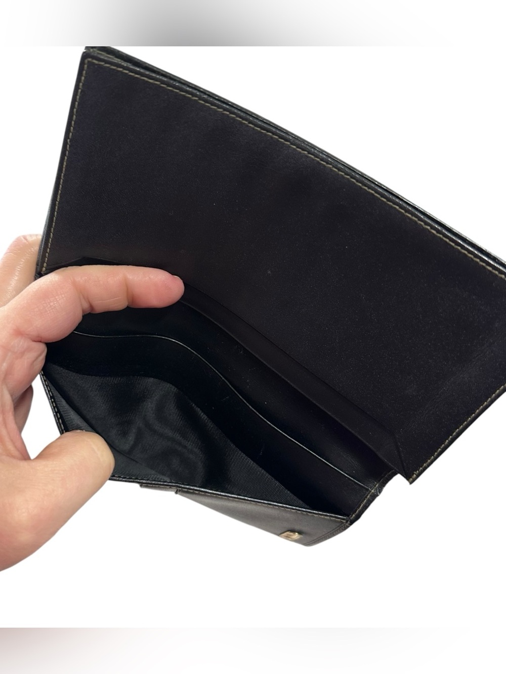 FENDI Pequin Black & Tan Leather Slim Long Bifold Wallet - Picture 11 of 13